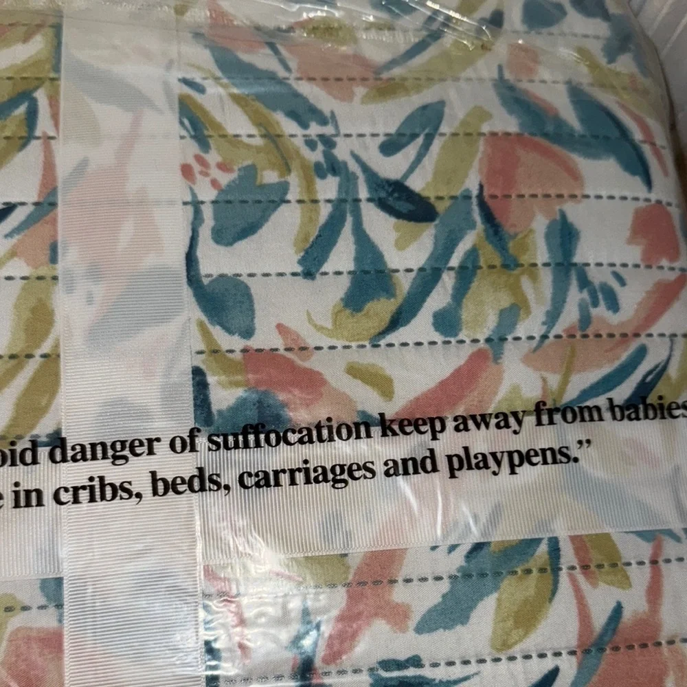 Blue and Pink Botanical Quilt Set Modern Bedding